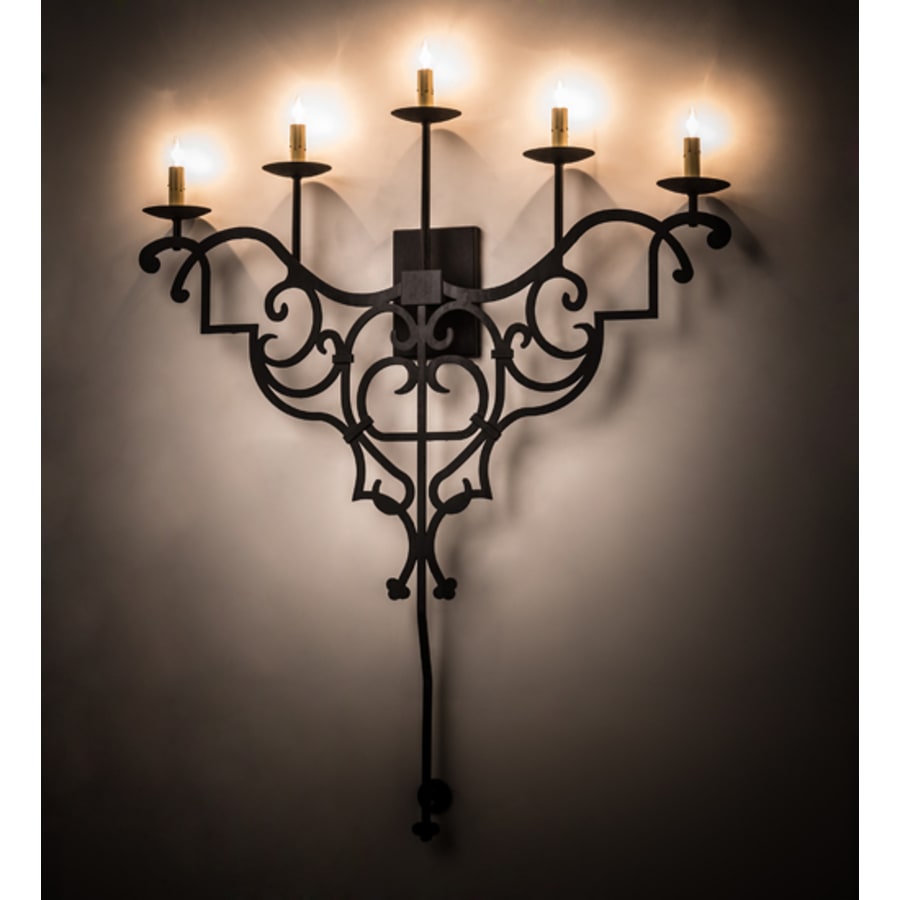 Meyda Tiffany Fleur De Lys 5 Light 45" Tall Wall Sconce with Faux Candles