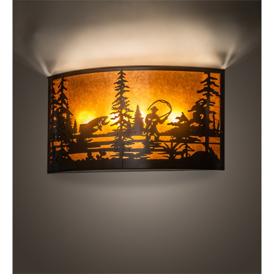 Meyda Tiffany Fly Fishing Creek 4 Light 17" Tall Wall Sconce