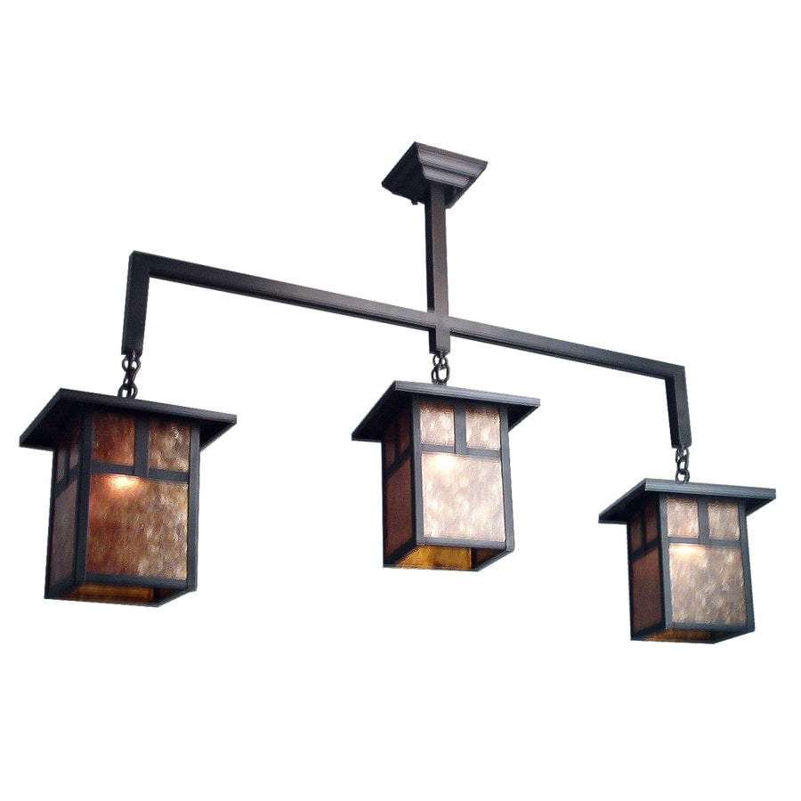 Meyda Tiffany Hyde Park 3 Light 47" Wide Linear Chandelier with Brown Glass Shade