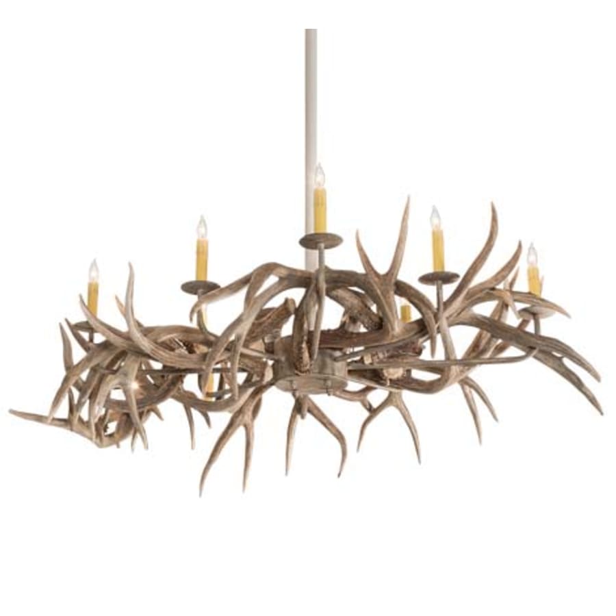 Meyda Tiffany Long Antlers Elk 8 Light 30" Wide Antler Candle Style Chandelier