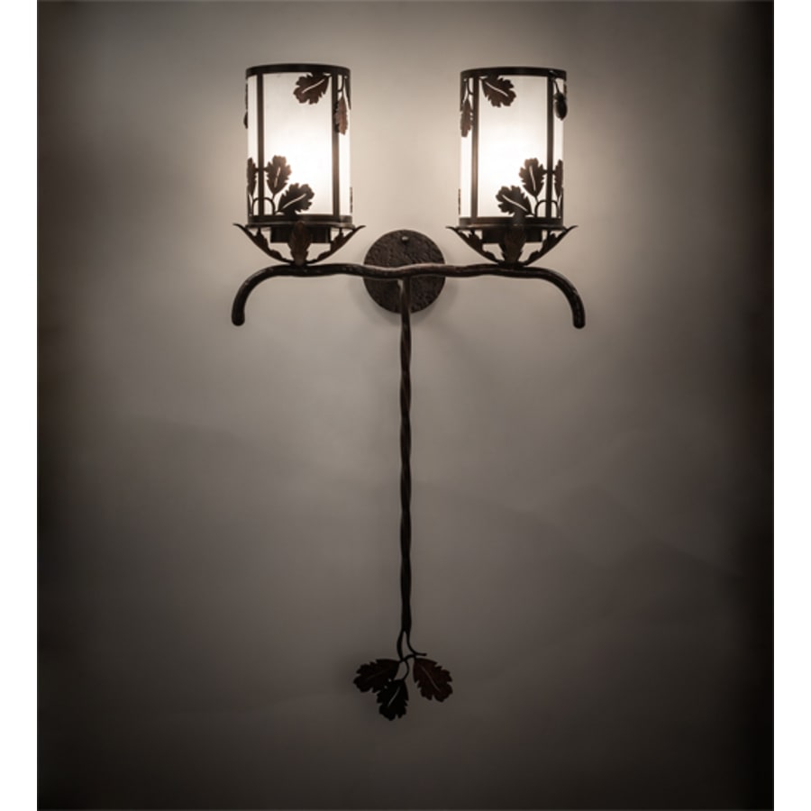 Meyda Tiffany Blue Oak 2 Light 40" Tall Wall Sconce