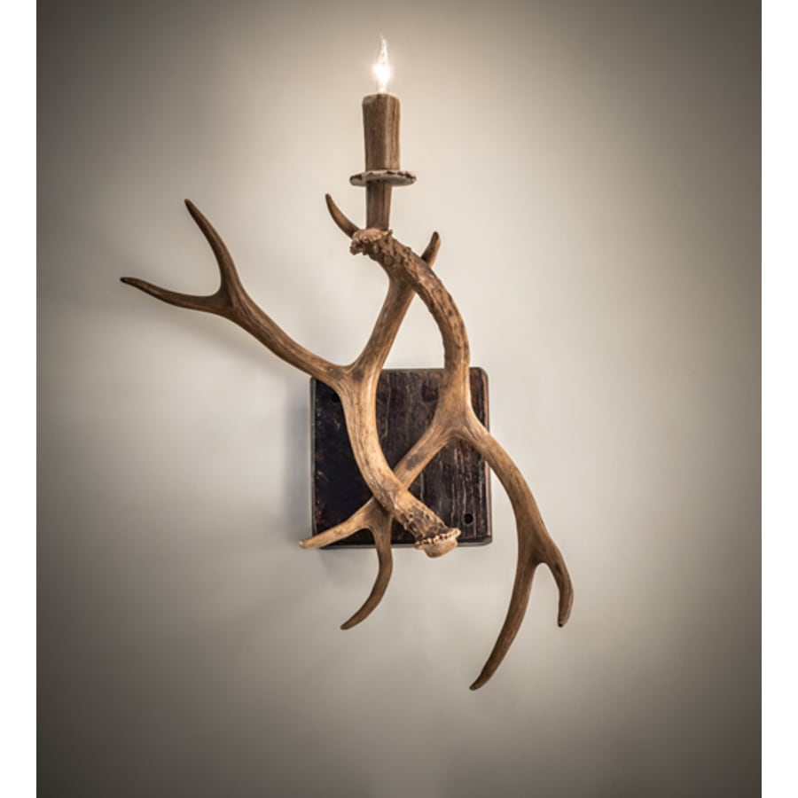 Meyda Tiffany Antlers Elk and Mule Deer 20" Tall Wall Sconce