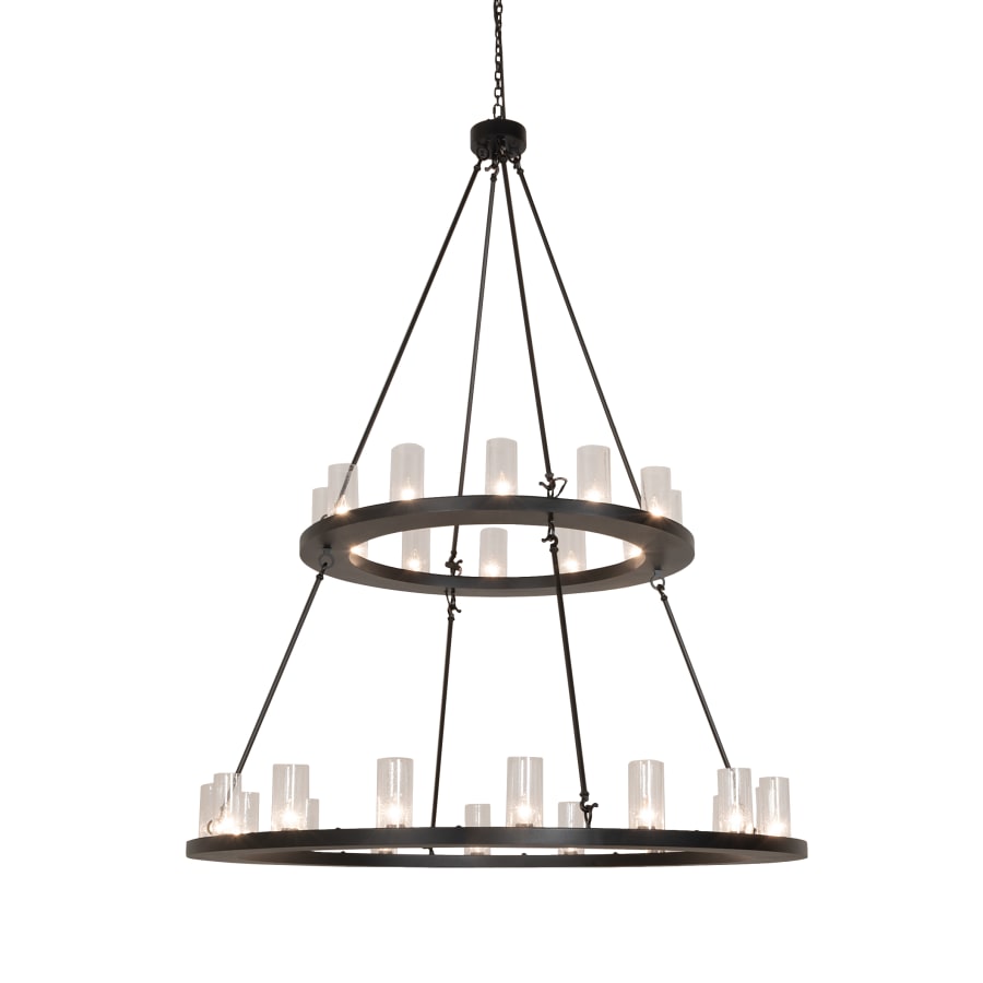 Meyda Tiffany Loxley 28 Light 60" Wide Pillar Candle Ring Chandelier with Clear, Seedy Glass Shades