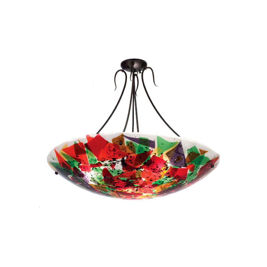 Meyda Tiffany Metro Fusion 3 Light 30" Wide Semi Flush Ceiling Fixture with Multi-colored Glass Shade