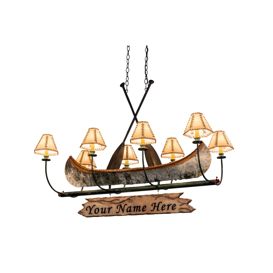 Meyda Tiffany Personalized Canoe 8 Light 48" Wide Linear Chandelier with Cream Fabric Shade