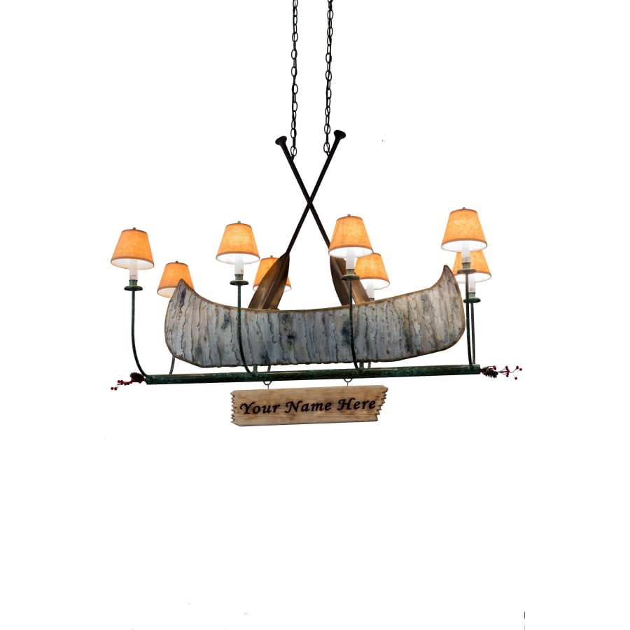 Meyda Tiffany Personalized Canoe 8 Light 48" Wide Linear Chandelier with Cream Fabric Shade