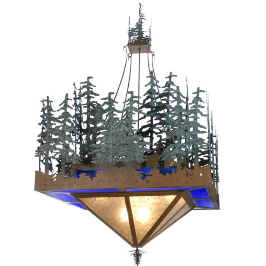 Meyda Tiffany Square Pine Lake 12 Light 85" Wide Pendant