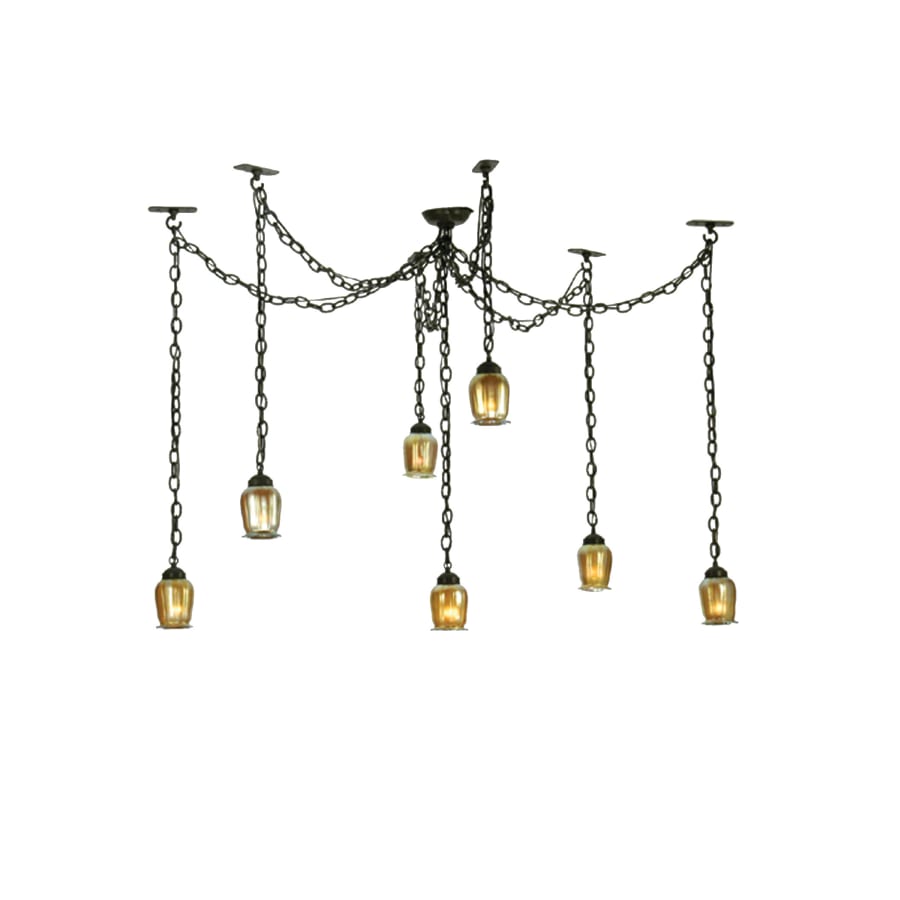 Meyda Tiffany 12"-126" W Castilian Favrile 7 Light Adjustable Pendant