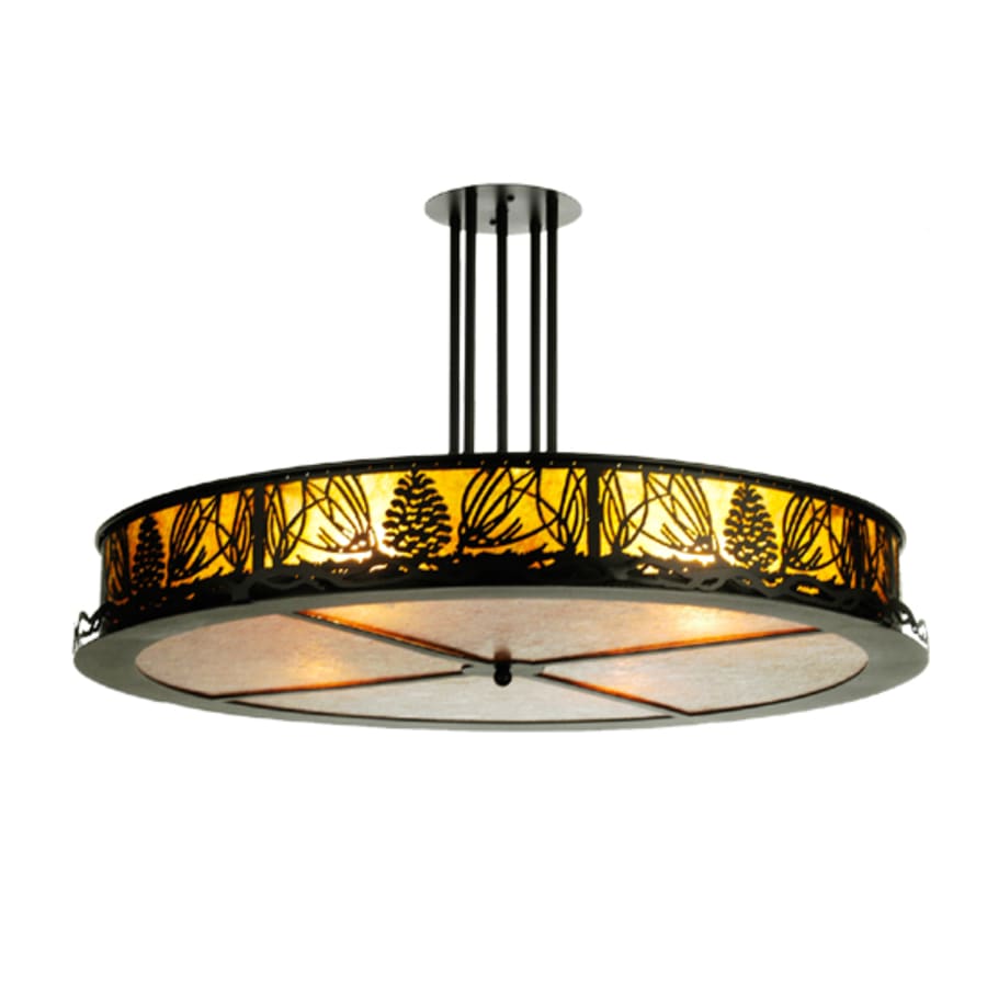 Meyda Tiffany Mountain Pine 4 Light 36" Wide Semi-Flush Drum Ceiling Fixture - Textured Black Finish
