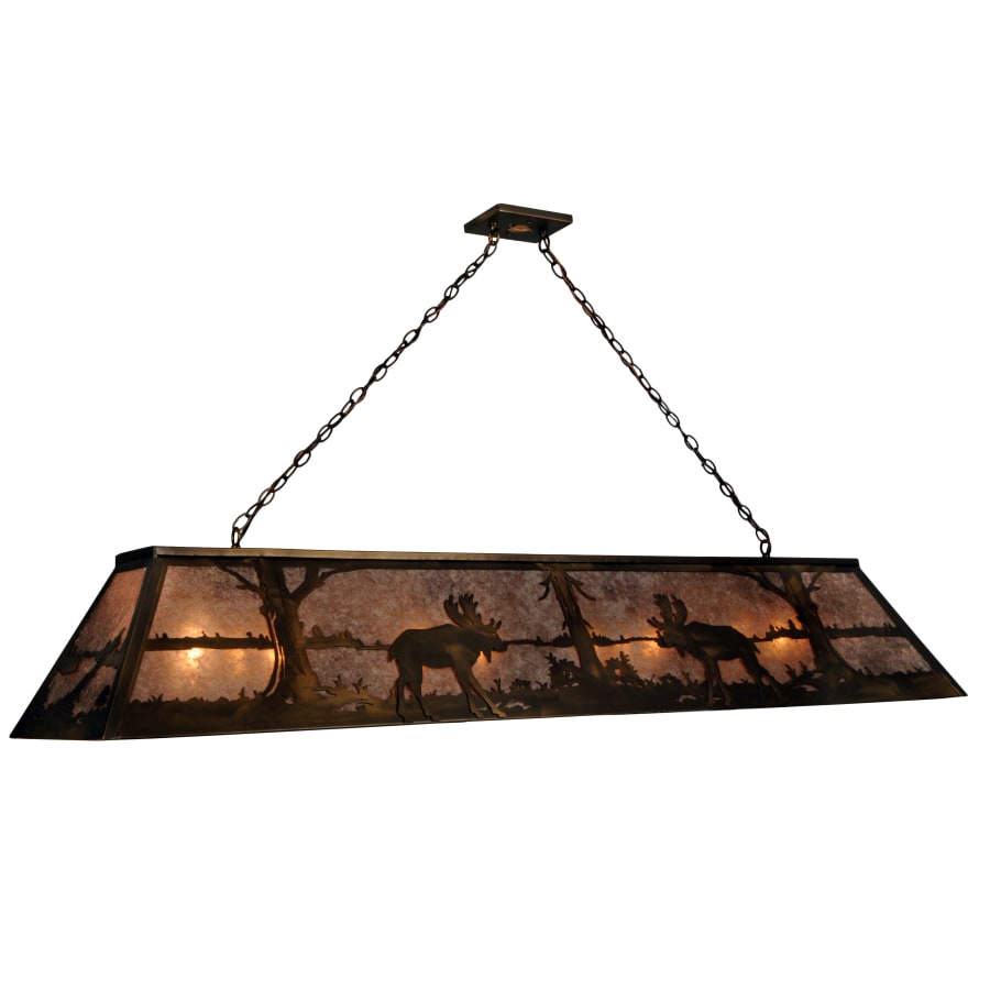 Meyda Tiffany Moose at Lake 12 Light 72" Wide Billiard Chandelier with Silver Mica Shade