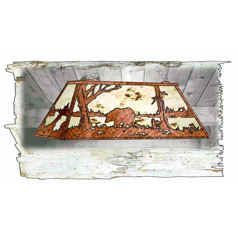 Meyda Tiffany Bear at Lake 9 Light 72" Wide Linear Chandelier with Silver Mica Shade