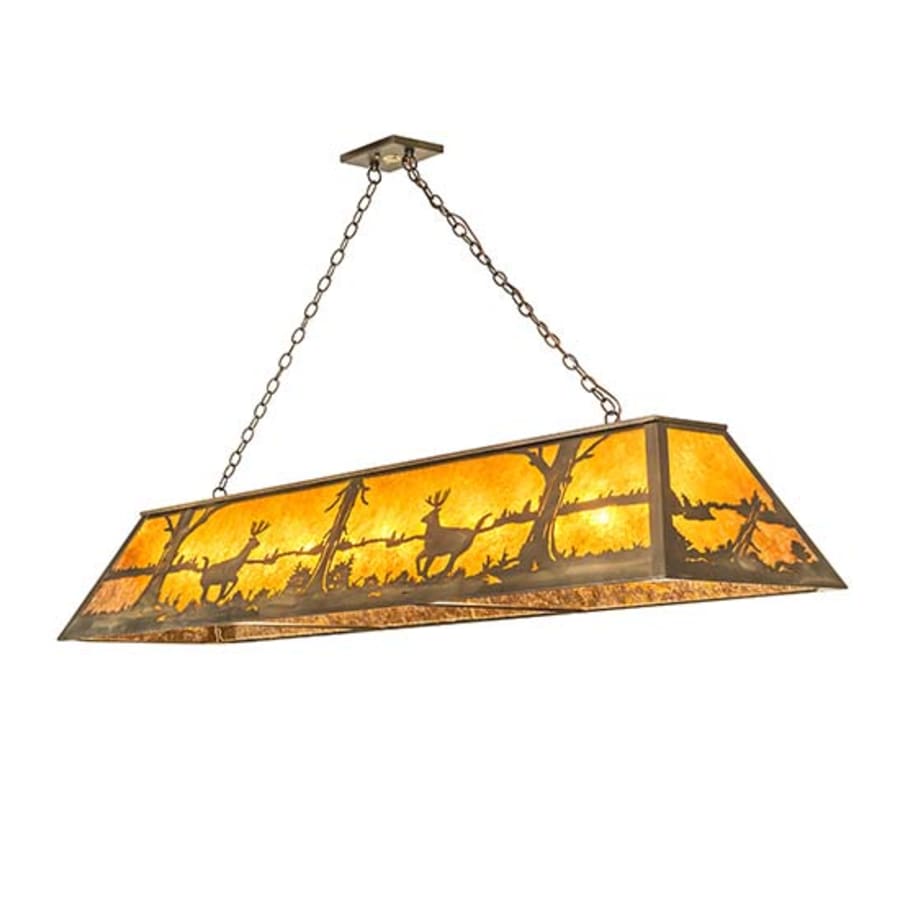 Meyda Tiffany Long Deer at Lake 11 Light 72" Wide Linear Pendant