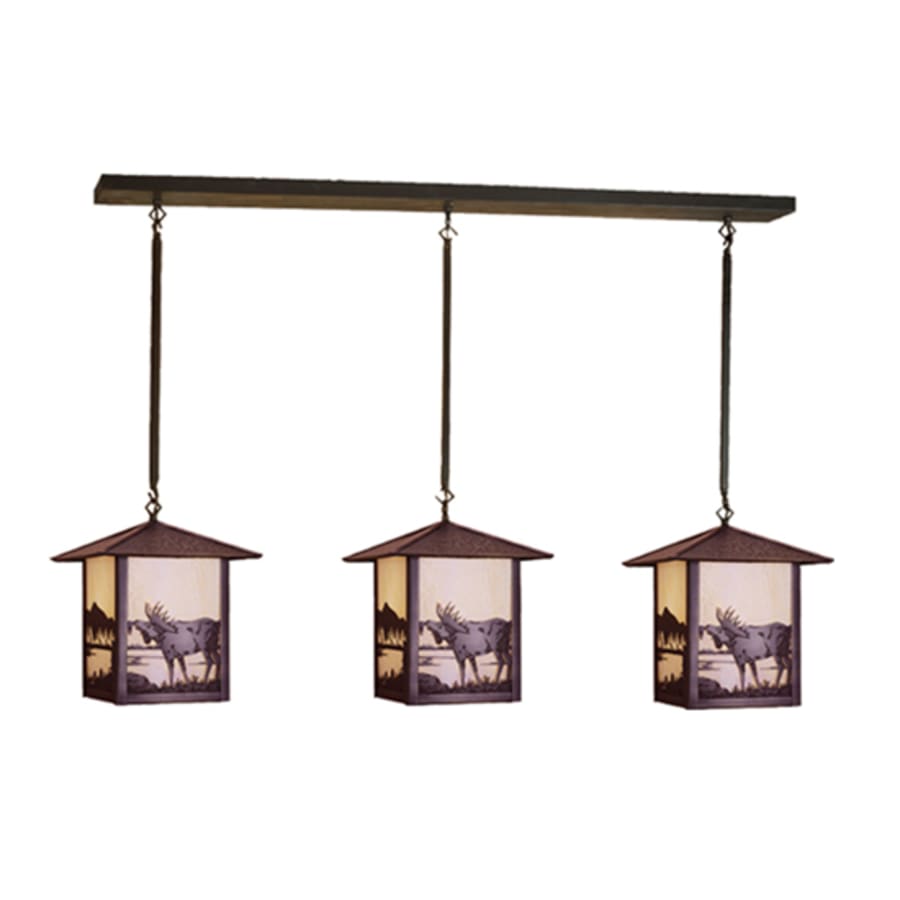Meyda Tiffany Seneca Moose at Lake 3 Light 49" Wide Linear Pendant