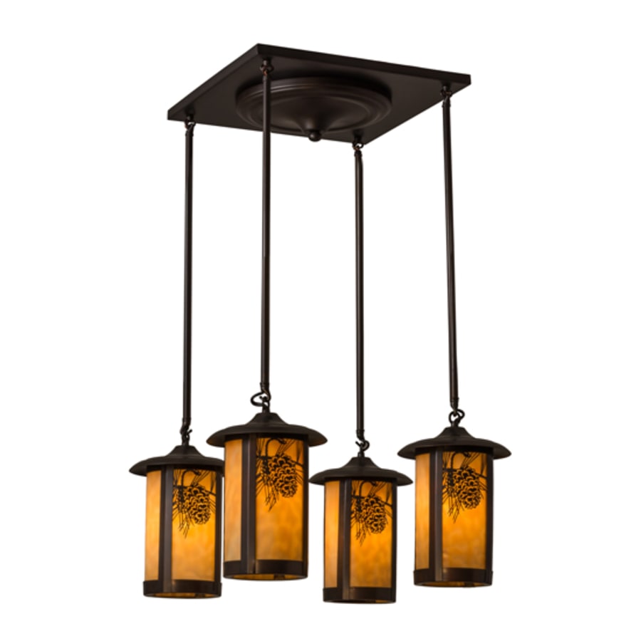 Meyda Tiffany Fulton Winter Pine 4 Light 27" Wide Multi Light Pendant