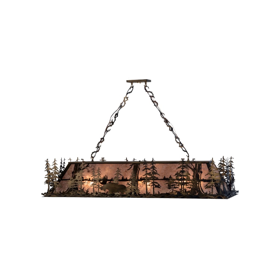 Meyda Tiffany Moose at Dusk 9 Light 60" Wide Billiard Chandelier with Silver Mica Shade