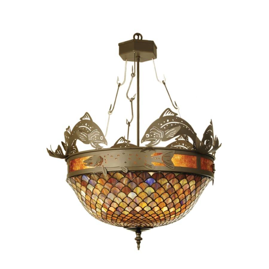 Meyda Tiffany 30" W Catch Of The Day Fishscale Inverted Pendant