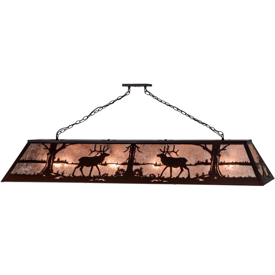 Meyda Tiffany Elk at Lake 9 Light 72" Wide Billiard Chandelier with Silver Mica Shade