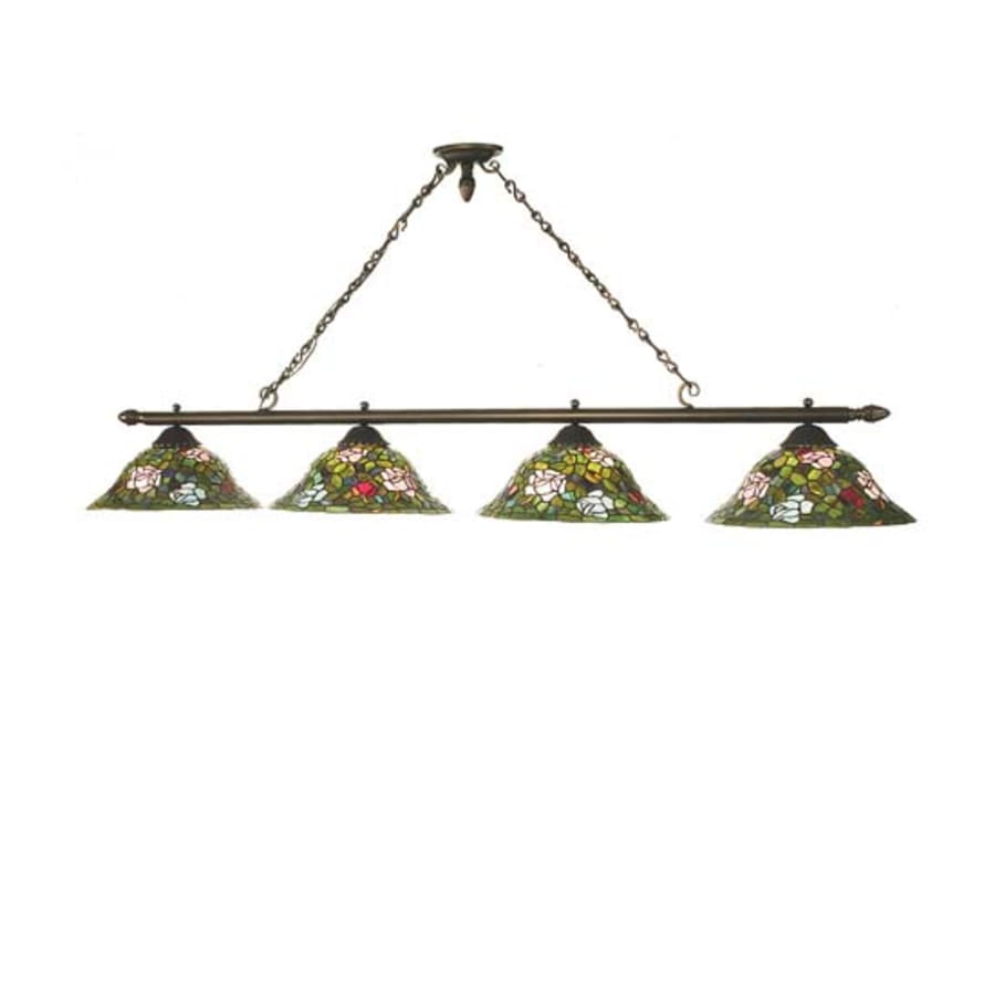 Meyda Tiffany Long Tiffany Rosebush 4 Light 72" Wide Linear Pendant