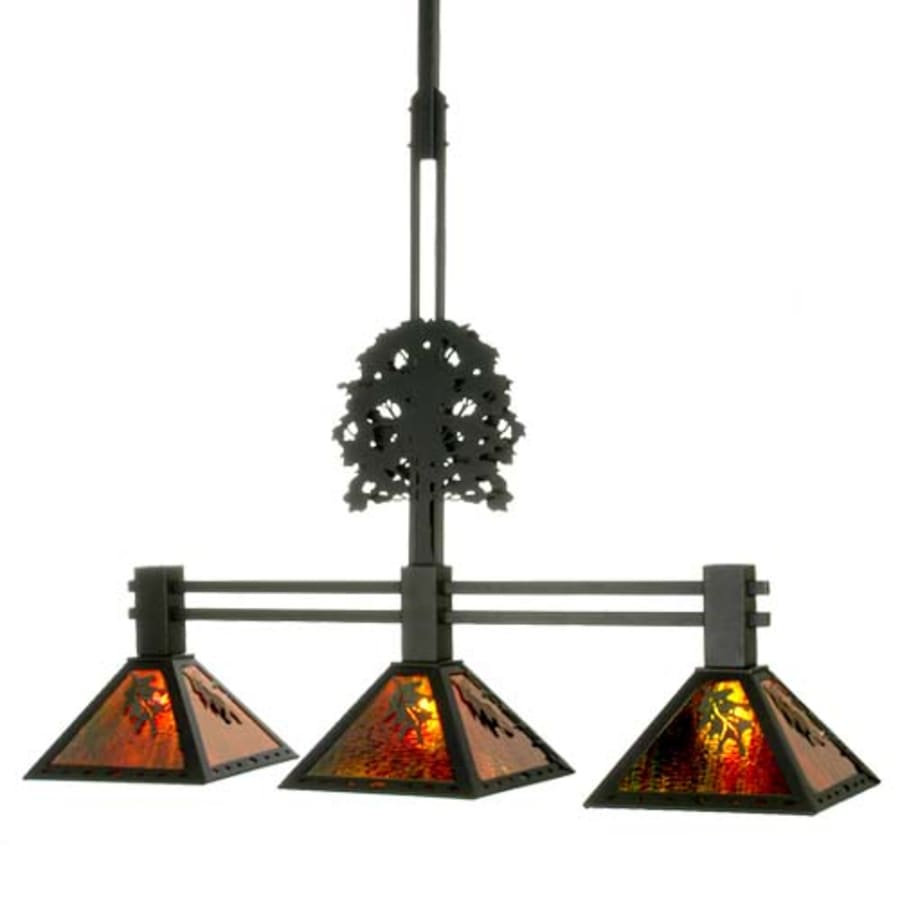 Meyda Tiffany Oak Tree Oak Leaf 3 Light 45" Wide Linear Pendant
