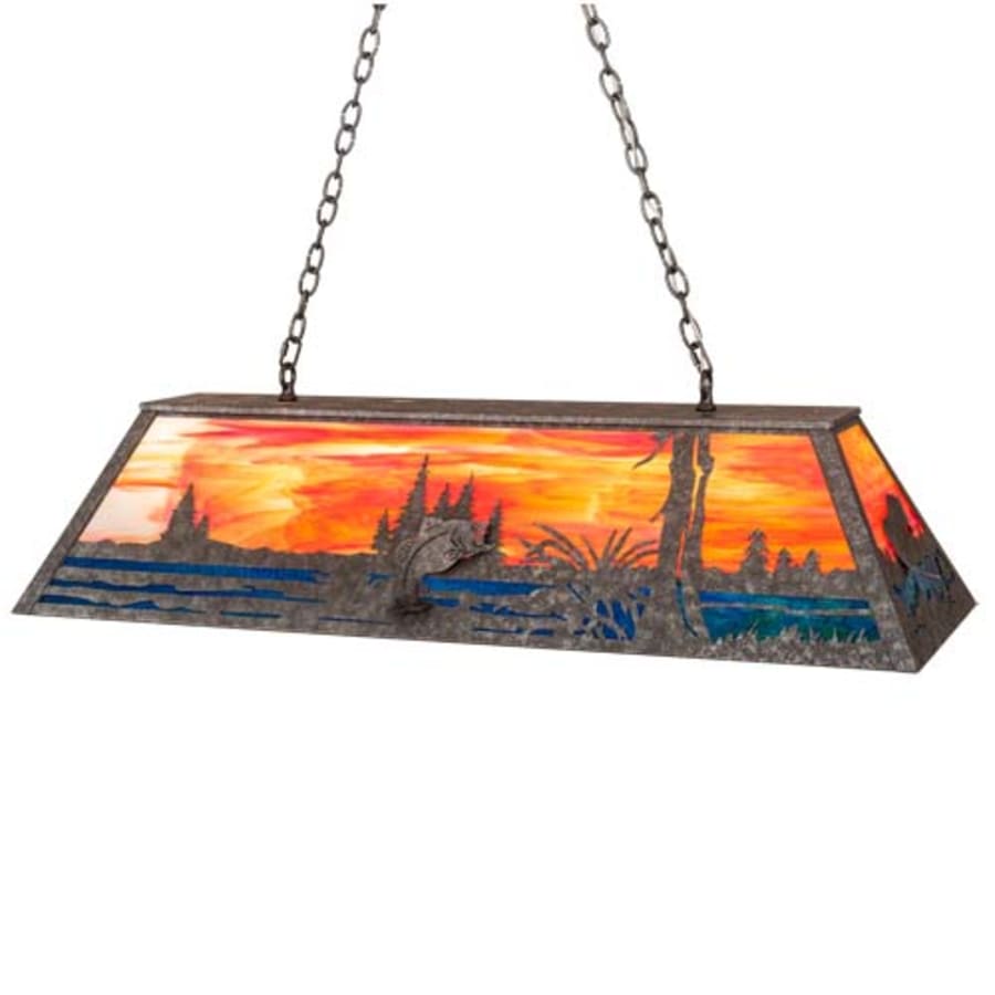 Meyda Tiffany Long Leaping Bass 6 Light 48" Wide Linear Pendant