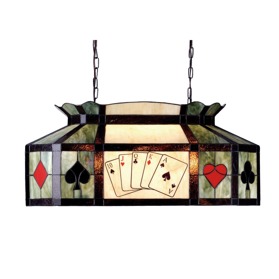 Meyda Tiffany Texas Hold'em 3 Light 33" Wide Billiard Chandelier with Tiffany Glass Shade