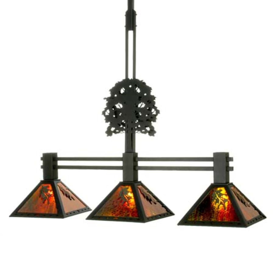 Meyda Tiffany Oak Tree Oak Leaf 3 Light 45" Wide Linear Pendant