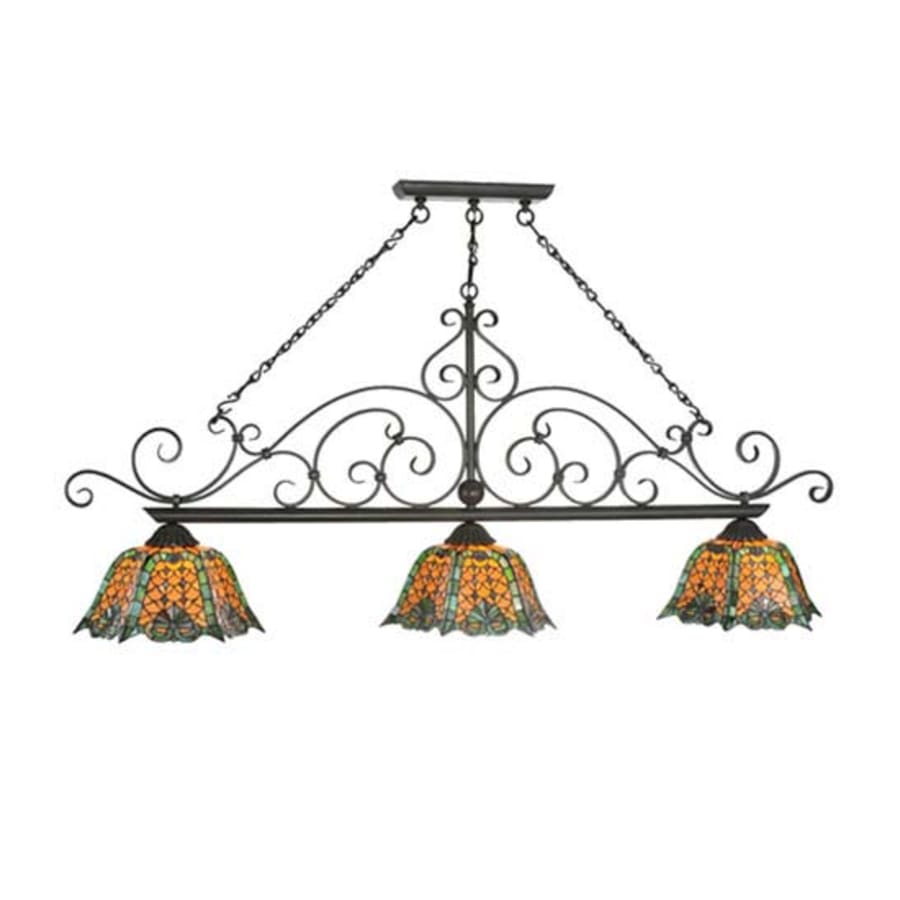 Meyda Tiffany Duffner and Kimberly Shell and Diamond 3 Light 68" Wide Linear Pendant