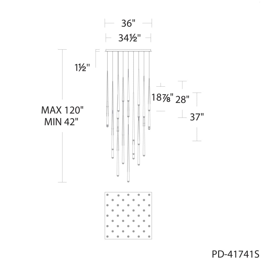 Modern Forms Cascade 41 Light 36" Wide LED Crystal Multi Light Pendant