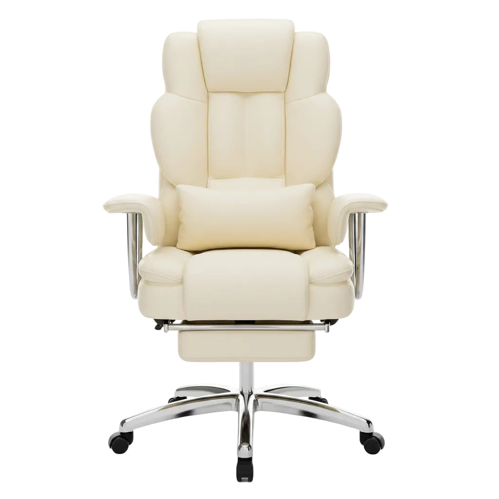 side view of PU leather office chair with reclining function