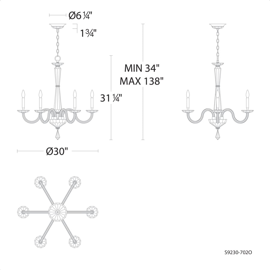 Schonbek Habsburg 6 Light 30" Wide Taper Candle Style Chandelier