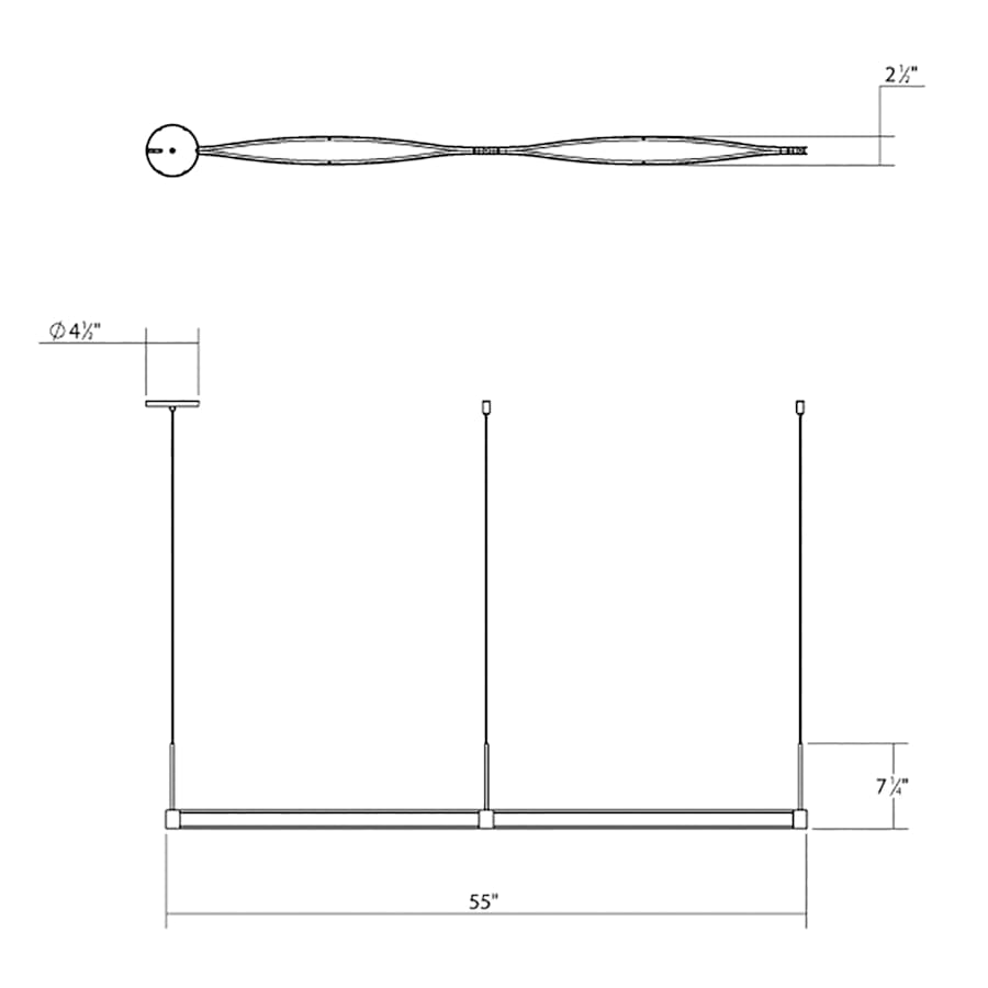 Sonneman Ola 55" Wide LED Linear Chandelier