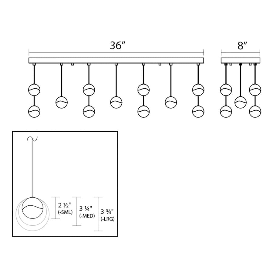 Sonneman Grapes 11 Light 37" Wide LED Suspension Linear Pendant