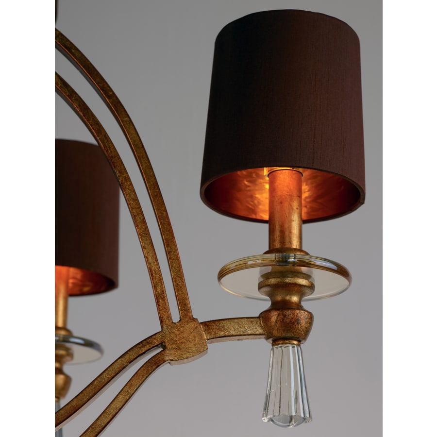 Studio M Triomphe 8 Light 38" Wide Chandelier with Silk Shades and Crystal Accents