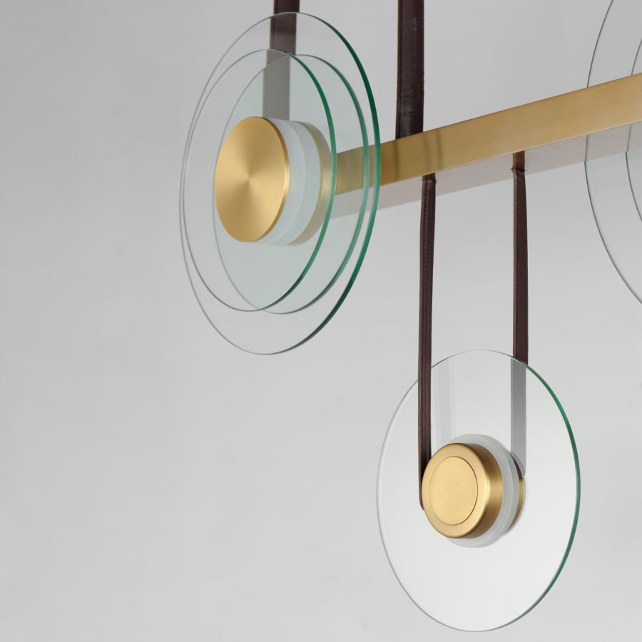 Studio M Stratum 61" Wide LED Abstract Chandelier with Clear Glass Shades