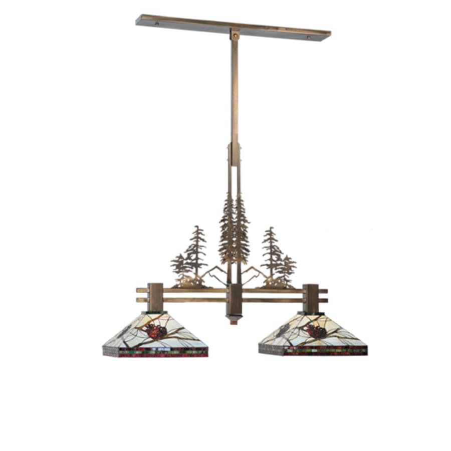 Meyda Tiffany Two Light Down Lighting Island / Billiard Fixture from the Tall Pines Collection