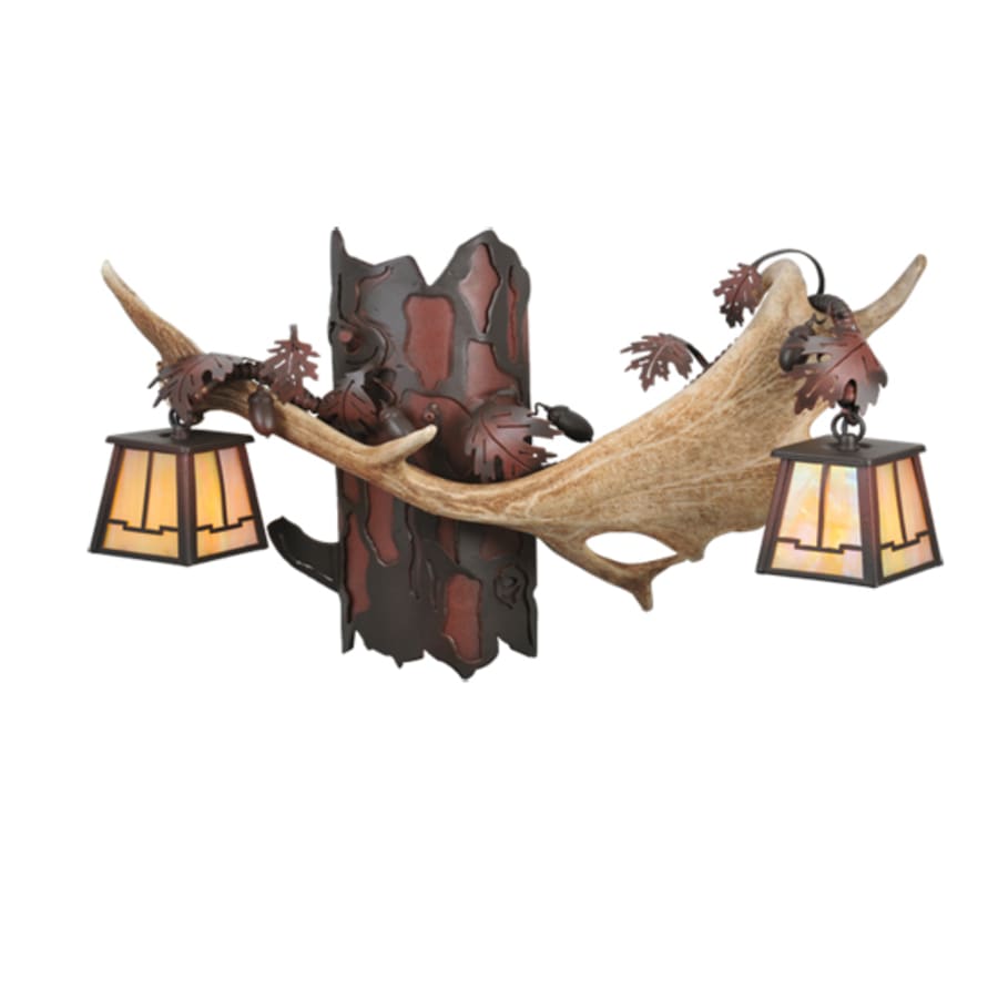 Meyda Tiffany Fallow 24" Wide 2 Light Double Sconce with Mica Glass Shades