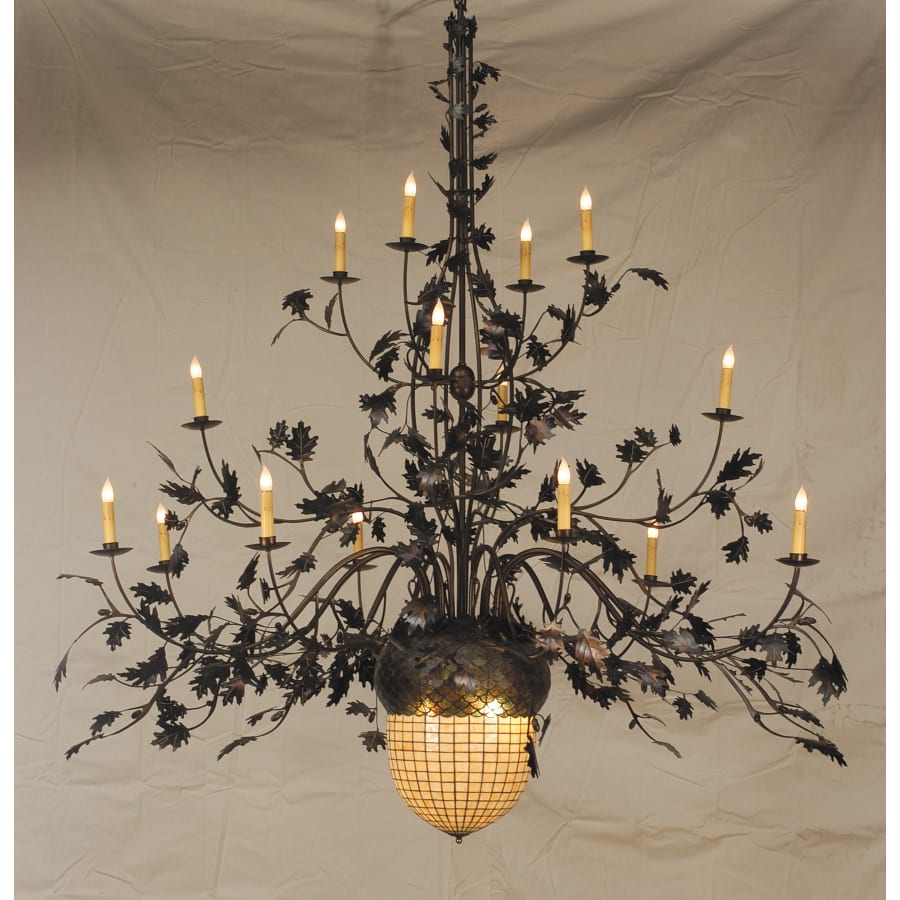 Meyda Tiffany 18 Light Up / Down Lighting Chandelier from the Acorn & Oak Leaves Collection