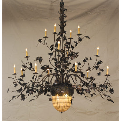 Meyda Tiffany 18 Light Up / Down Lighting Chandelier from the Acorn & Oak Leaves Collection