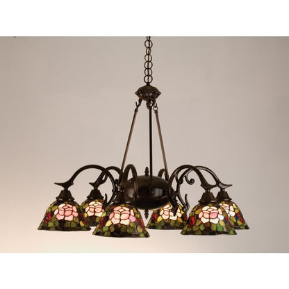 Meyda Tiffany Stained Glass / Tiffany 6 Light Down Lighting Chandelier from the Fixtures Collection