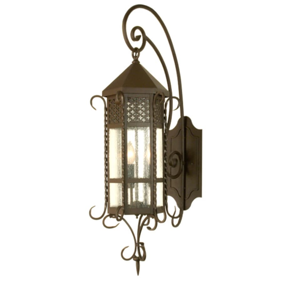 Meyda Tiffany 12" Wide 3 Light Lantern Wall Sconce with Seedy Glass Shade