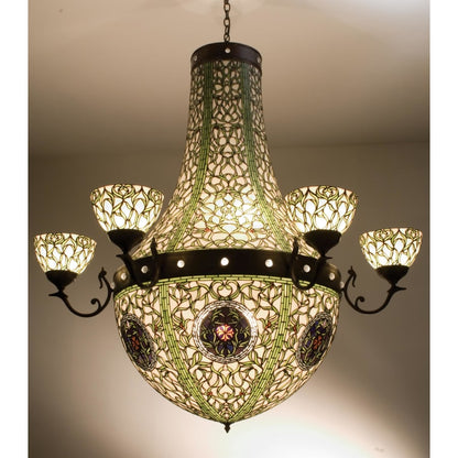 Meyda Tiffany Stained Glass / Tiffany 13 Light Up / Down Lighting Chandelier from the Tulip Medallion Collection