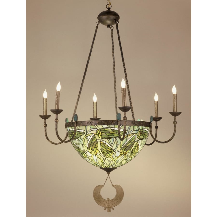 Meyda Tiffany Stained Glass / Tiffany 10 Light Up / Down Lighting Chandelier from the Lotus Bud Collection