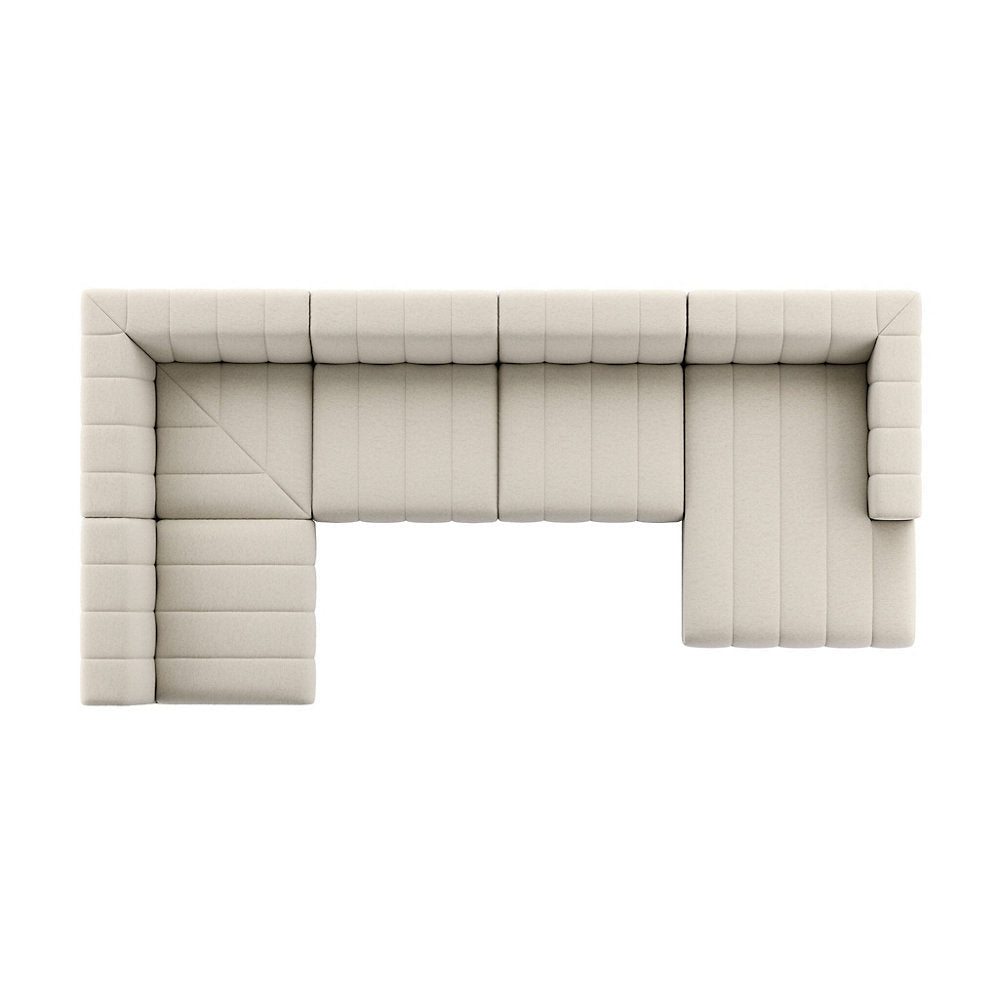 Langham Channeled 5 Piece Right Chaise Sectional Sofa