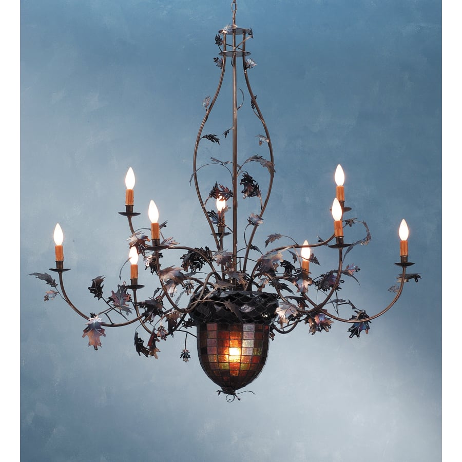 Meyda Tiffany 11 Light Up / Down Lighting Chandelier from the Acorn & Oak Leaves Collection