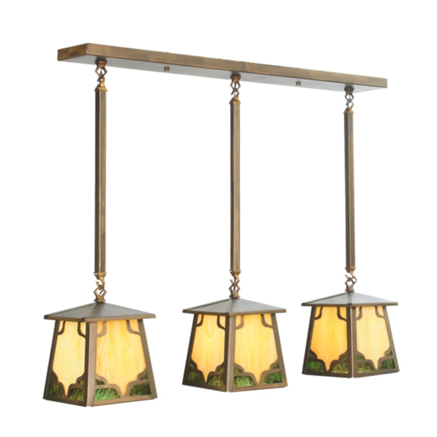 Meyda Tiffany 3 Light 29" Wide Linear Pendant with Handmade Shade