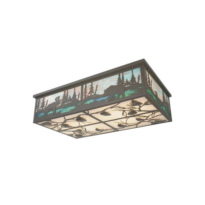 Meyda Tiffany Eight Light Down Lighting Flush Mount Ceiling Fixture from the Wildlife Collection