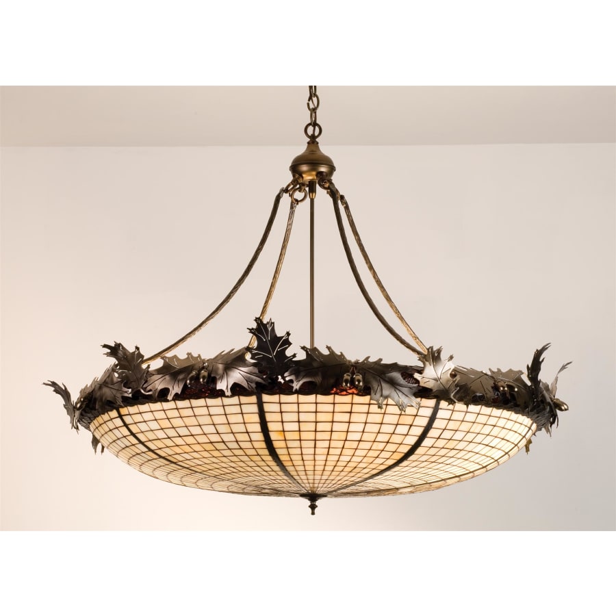 Meyda Tiffany Six Light Bowl Pendant from the Acorn & Oak Leaves Collection