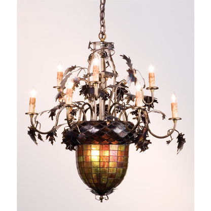 Meyda Tiffany 11 Light Up / Down Lighting Chandelier from the Acorn & Oak Leaves Collection