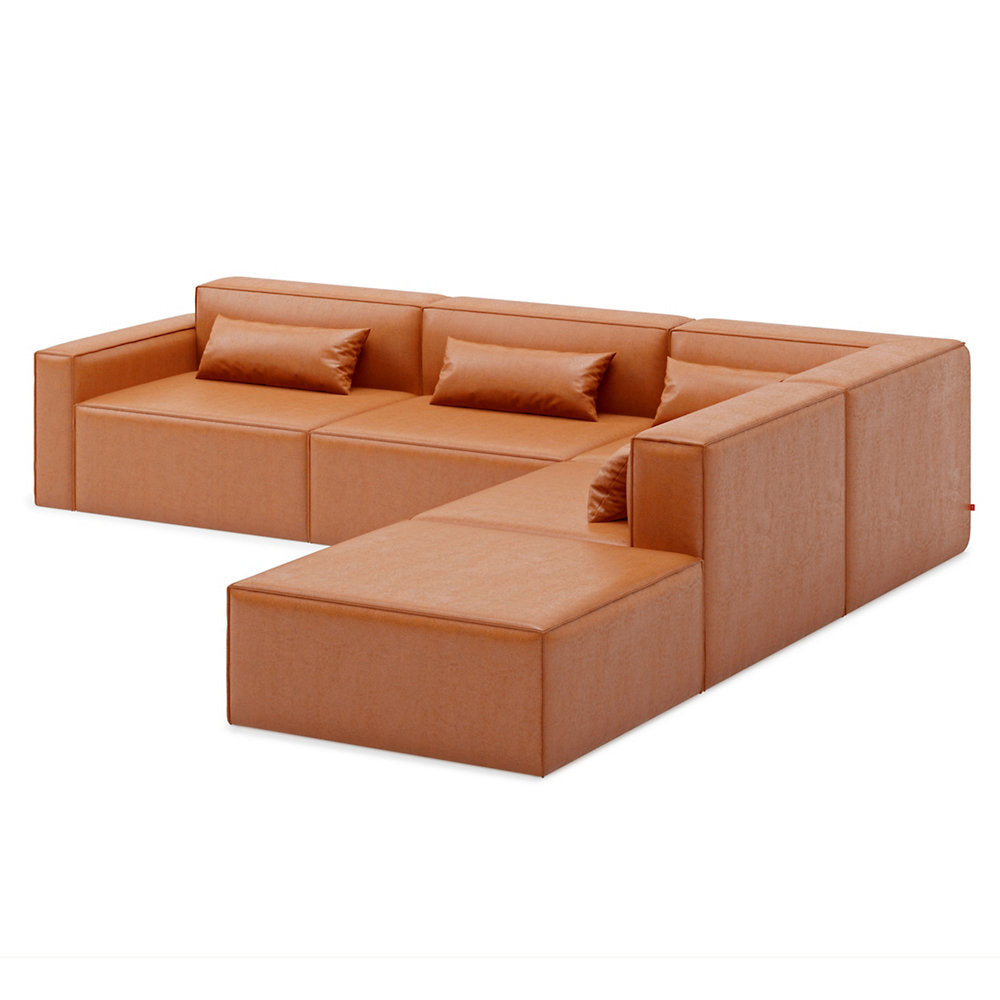 Mix Modular Leather 5 Piece Sectional Sofa - Right Facing