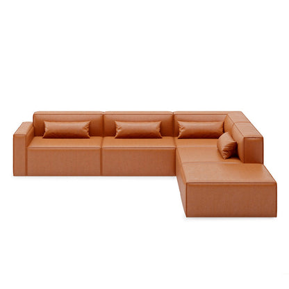 Mix Modular Leather 5 Piece Sectional Sofa - Right Facing
